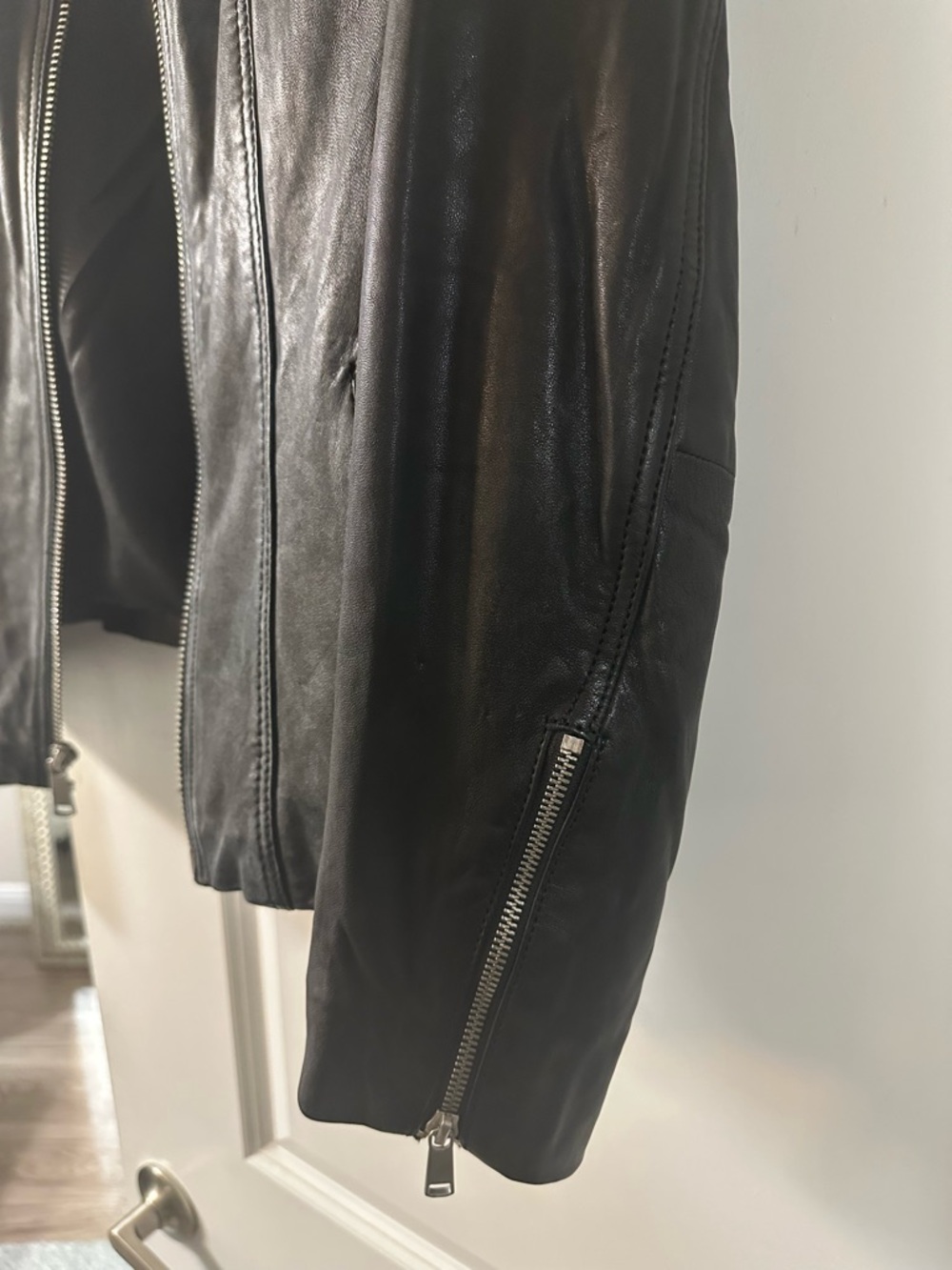 Black Leather Moto Jacket - Picture 10 of 15
